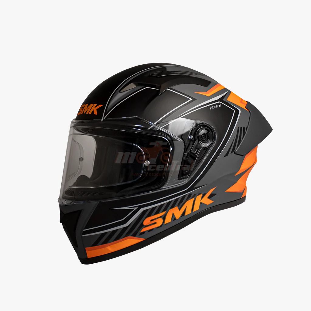 SMK Stellar Sports Adox (GL672) Gloss Grey Orange Black Helmet